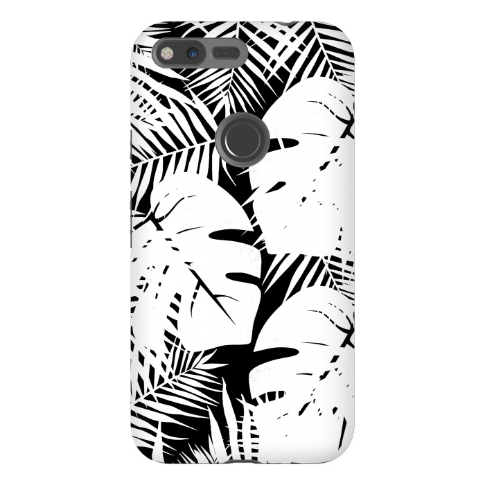 Pixel XL StrongFit White palm and ficus tropical leaves by Oana 