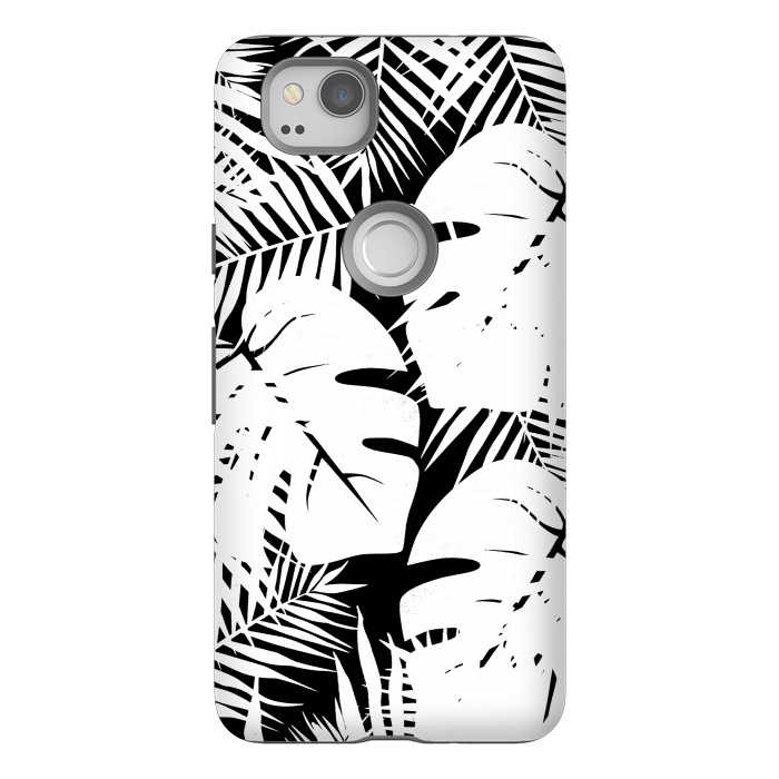 Pixel 2 StrongFit White palm and ficus tropical leaves by Oana 