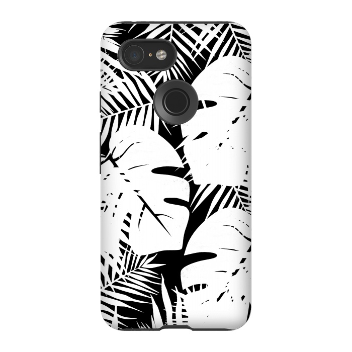 Pixel 3 StrongFit White palm and ficus tropical leaves by Oana 