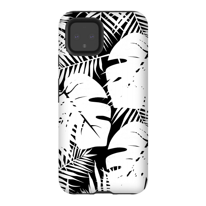 Pixel 4 StrongFit White palm and ficus tropical leaves by Oana 