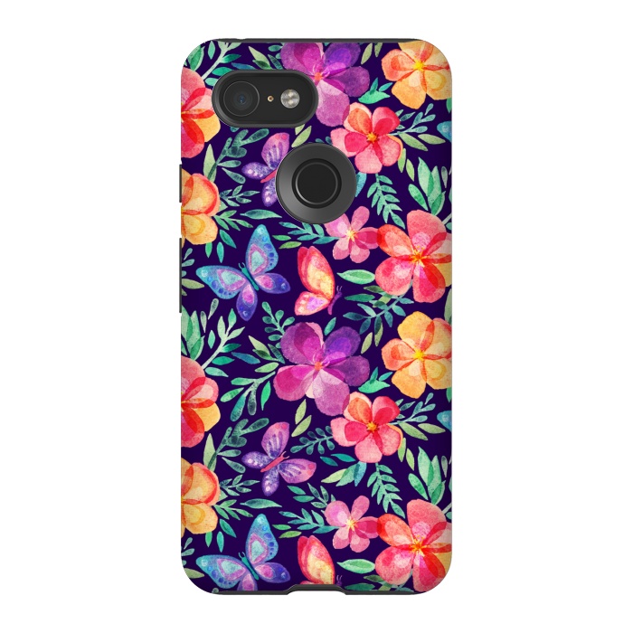 Pixel 3 StrongFit Summer Blooms & Butterflies by Micklyn Le Feuvre