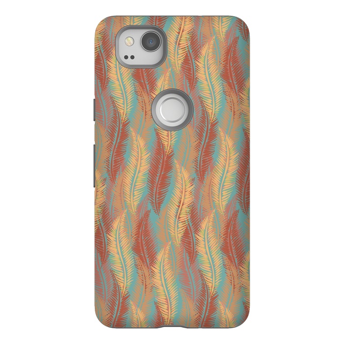 Pixel 2 StrongFit Feather Stripe - Coral & Turquoise by Lotti Brown