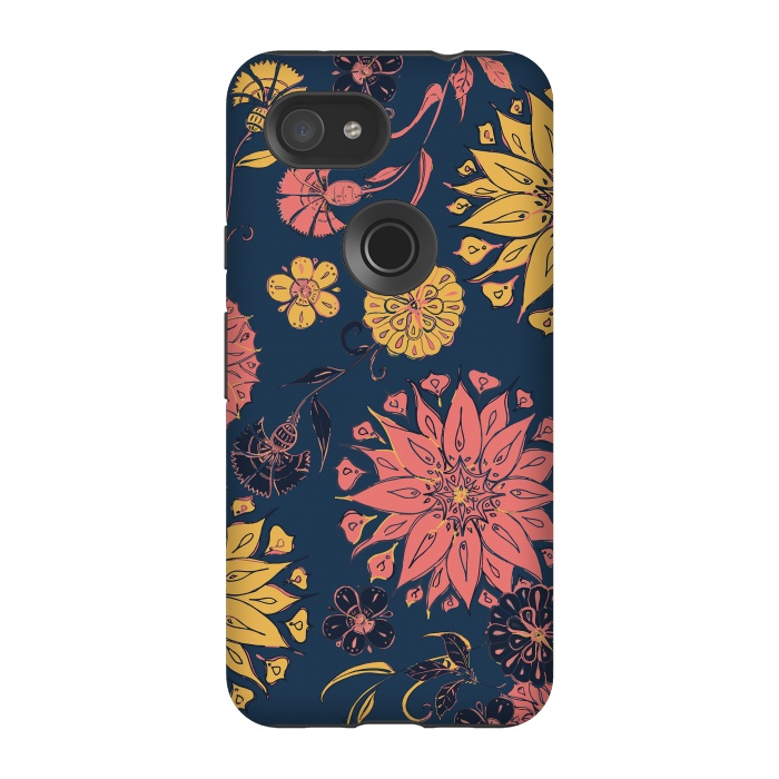 Pixel 3A StrongFit Multi-Florals - Blue, Pink & Yellow by Lotti Brown