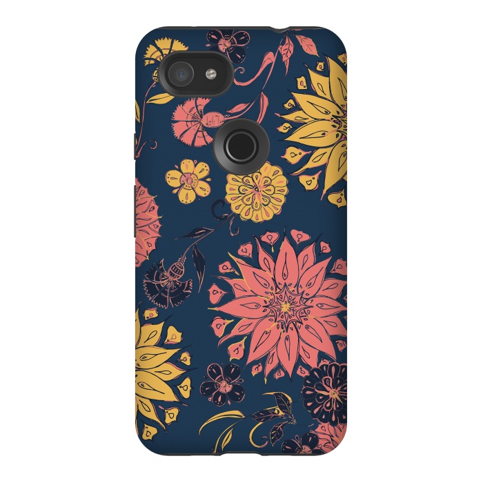Pixel 3AXL StrongFit Multi-Florals - Blue, Pink & Yellow by Lotti Brown