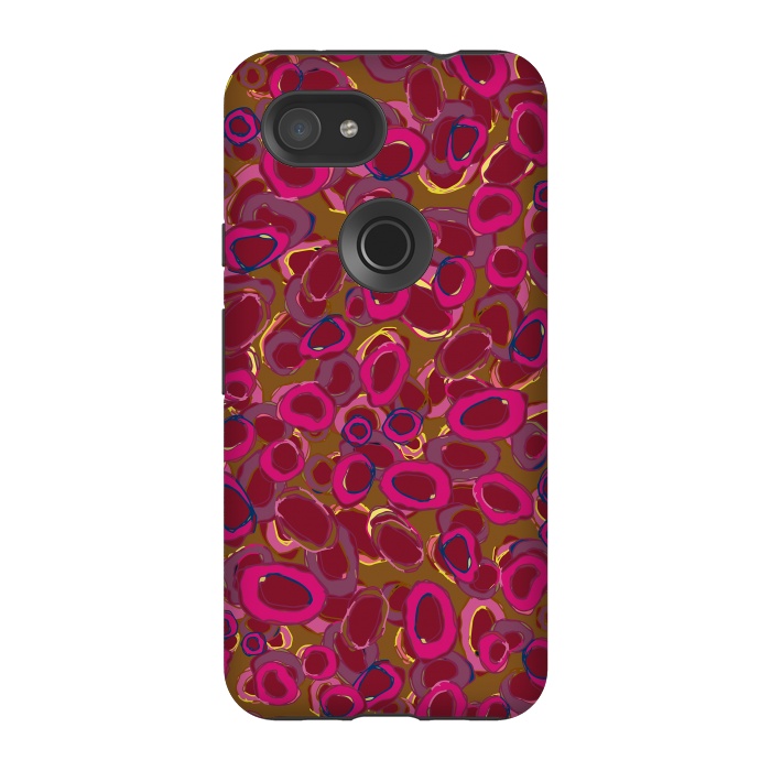Pixel 3A StrongFit Bold Circles - Red & Pink by Lotti Brown