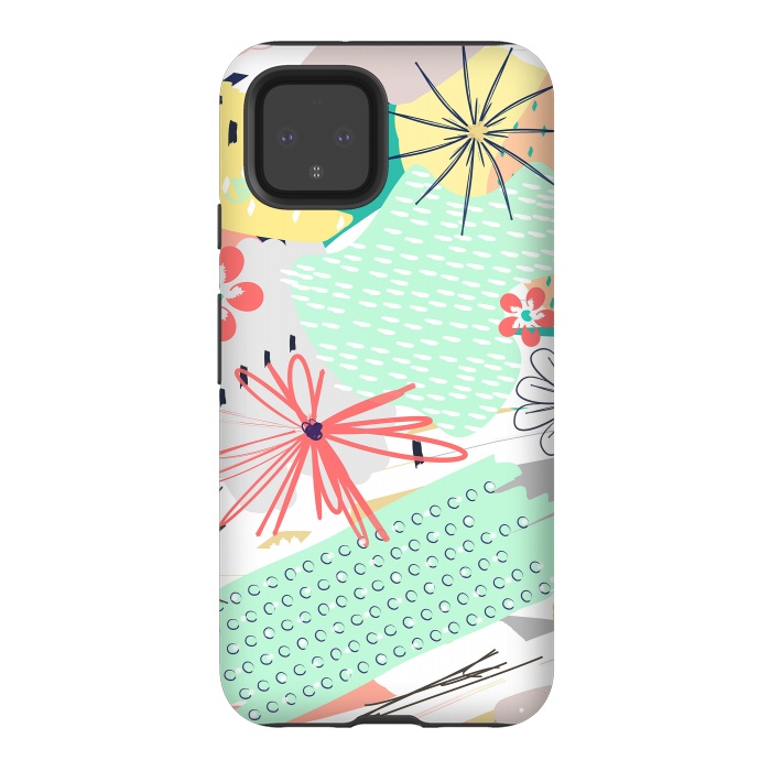 Pixel 4 StrongFit Modern creative abstract floral paint by InovArts