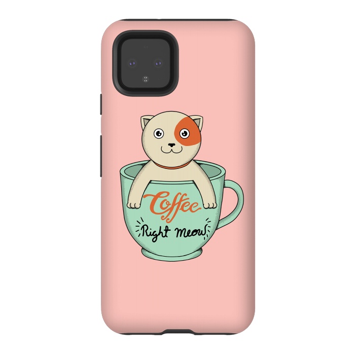 Pixel 4 StrongFit Coffee right meow pink by Coffee Man