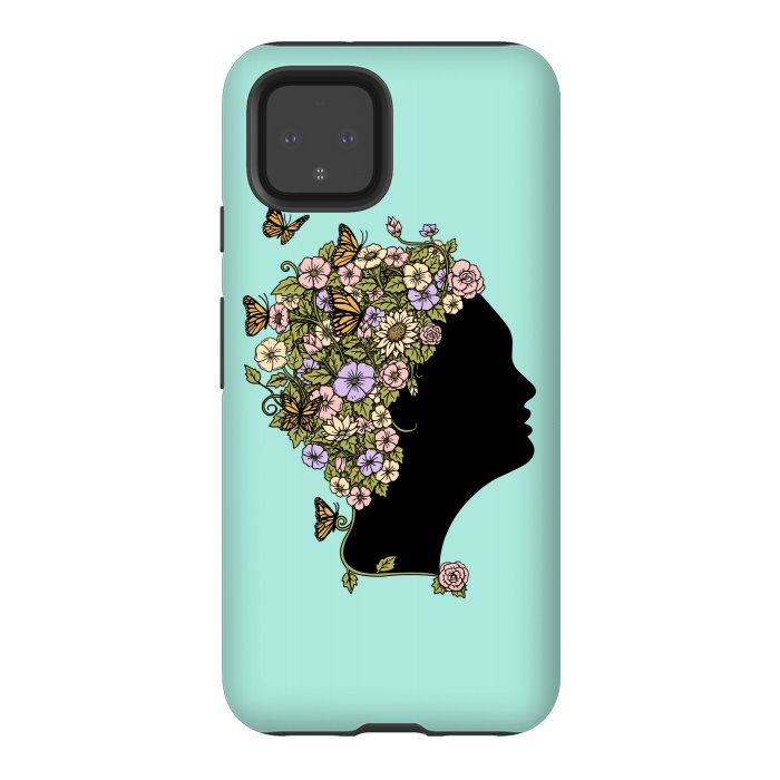 Pixel 4 StrongFit Floral lady by Coffee Man
