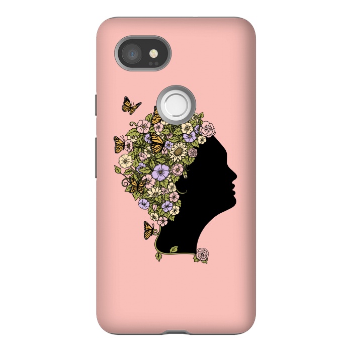 Pixel 2XL StrongFit Floral Lady Pink by Coffee Man