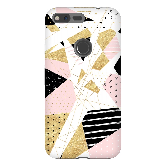 Pixel XL StrongFit Modern gold geometric abstract design by InovArts
