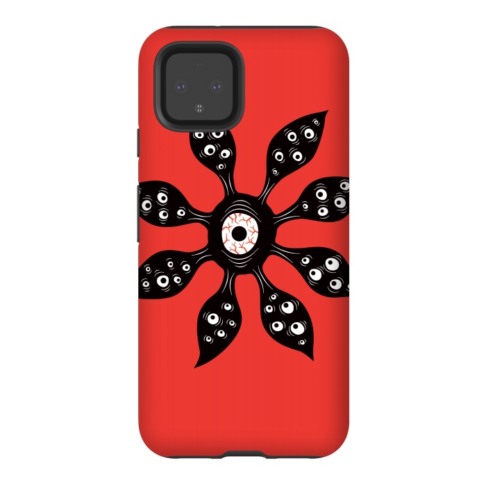 Pixel 4 StrongFit Creepy Witchy Eye Monster On Red by Boriana Giormova
