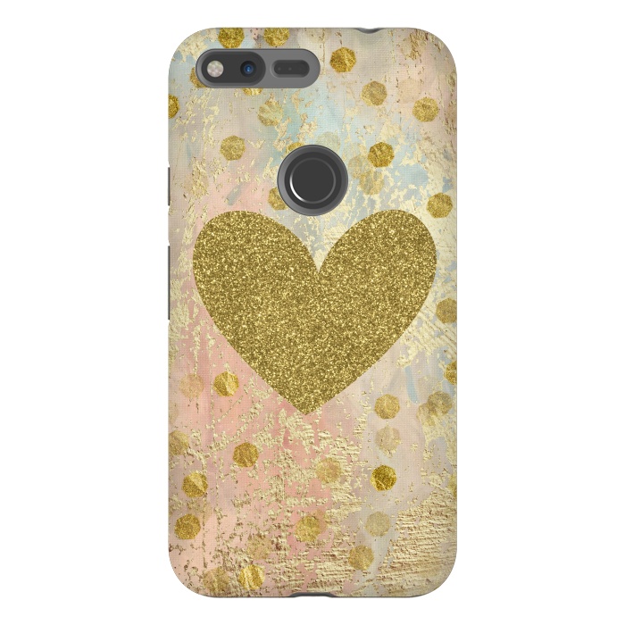 Pixel XL StrongFit Golden Heart And Sparkles by Andrea Haase
