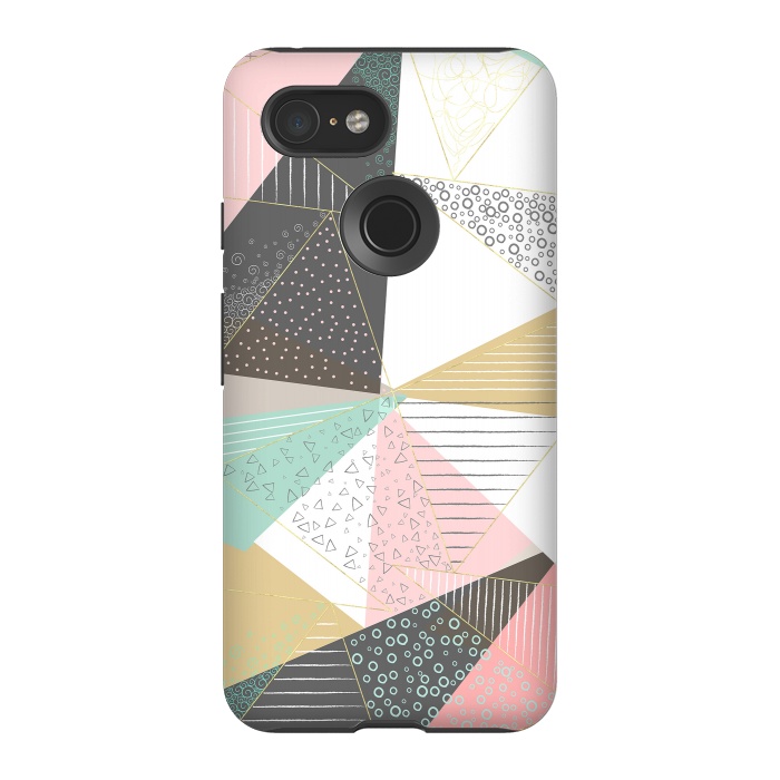 Pixel 3 StrongFit Stylish gold triangles geometric design by InovArts