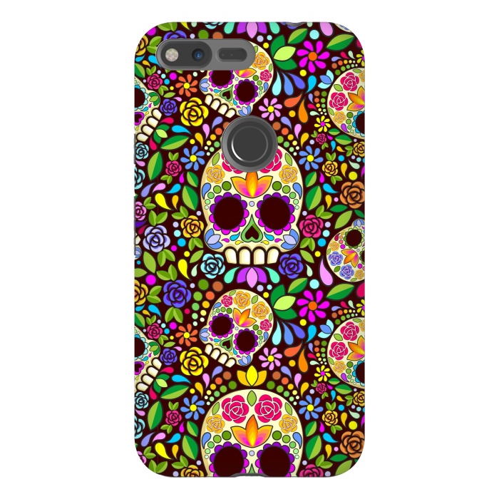 Pixel XL StrongFit Sugar Skull Floral Naif Art Mexican Calaveras by BluedarkArt