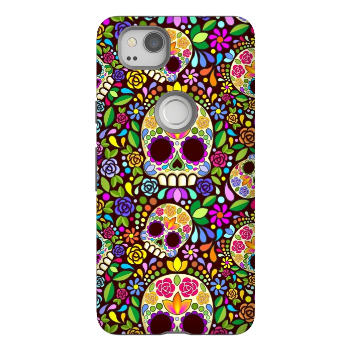 Pixel 2 StrongFit Sugar Skull Floral Naif Art Mexican Calaveras by BluedarkArt
