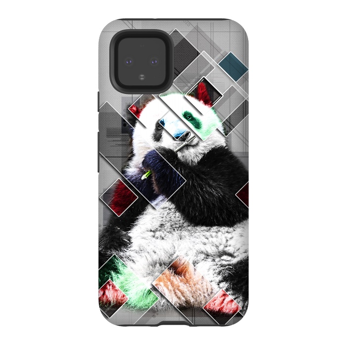 Pixel 4 StrongFit Cute colorful collage Panda by Simone Gatterwe