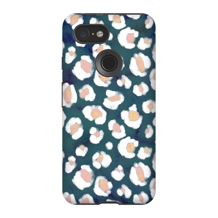 Pixel 3 StrongFit Rose gold white brushed leopard print by Oana 