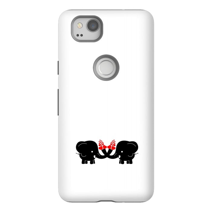 Pixel 2 StrongFit cute couple elephants by TMSarts