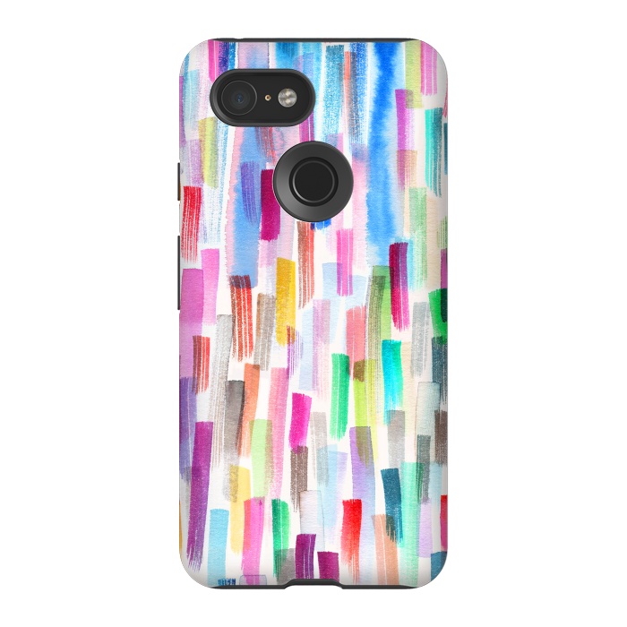 Pixel 3 StrongFit Colorful Brushstrokes Multicolored by Ninola Design