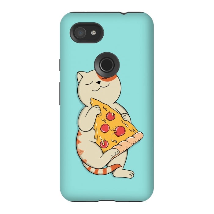 Pixel 3AXL StrongFit Cat and Pizza by Coffee Man