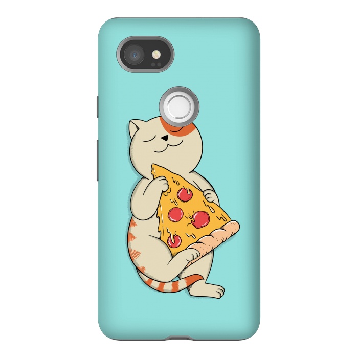 Pixel 2XL StrongFit Cat and Pizza by Coffee Man