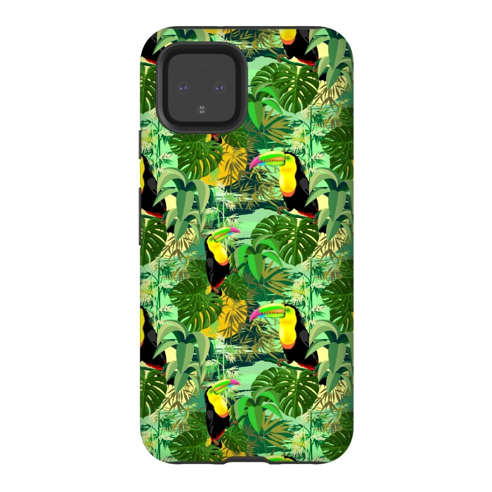 Pixel 4 StrongFit Toucan in Green Amazonia Rainforest  by BluedarkArt