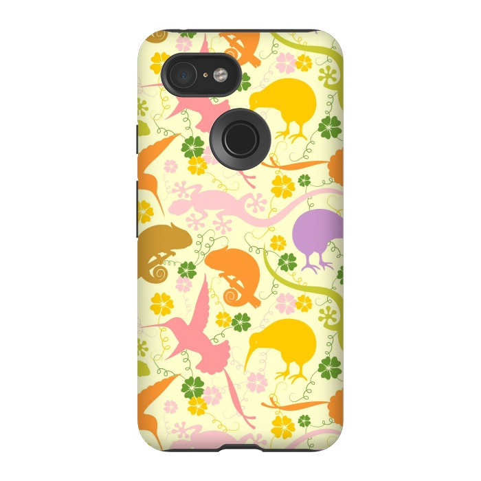 Pixel 3 StrongFit Animals Exotic Pastel Colors Shapes Pattern by BluedarkArt