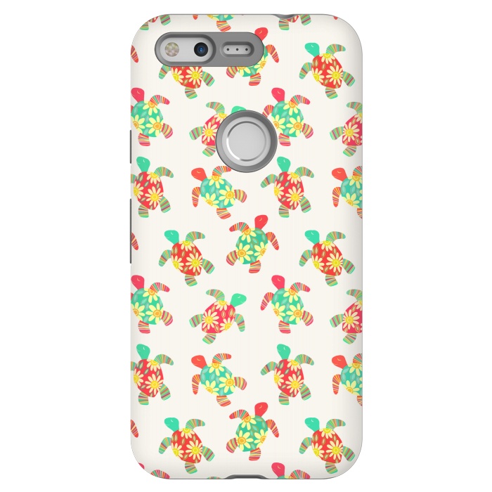 Pixel StrongFit Cute Flower Child Hippy Turtles on Cream  by Micklyn Le Feuvre