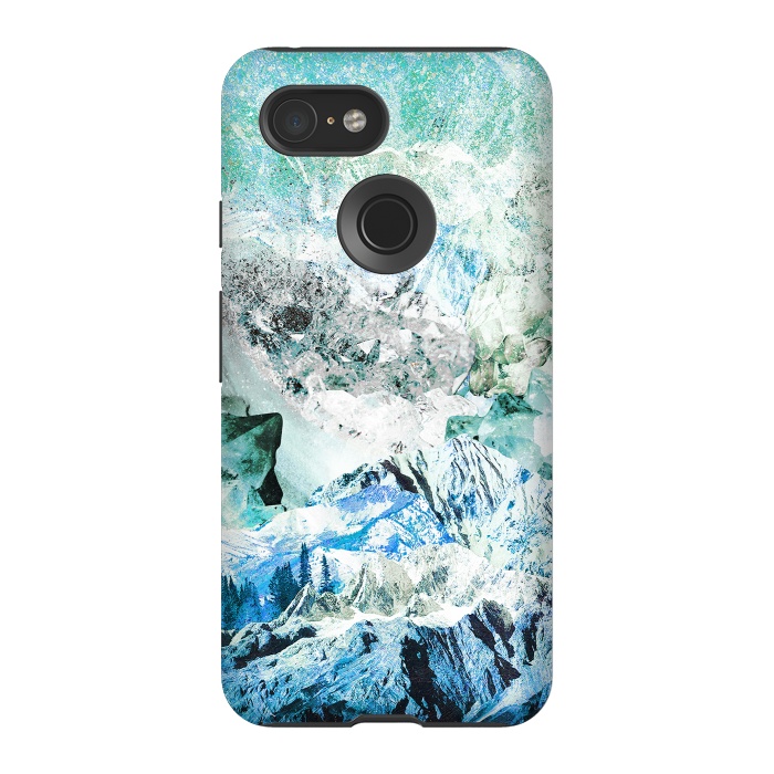 Pixel 3 StrongFit Icy mountains and precious gemstones by Oana 