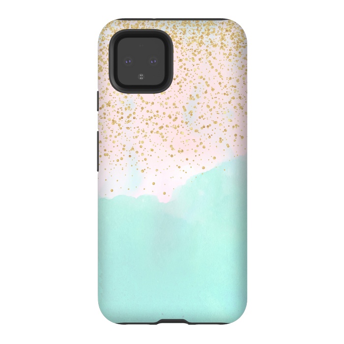Pixel 4 StrongFit Watercolor abstract and golden confetti design by InovArts