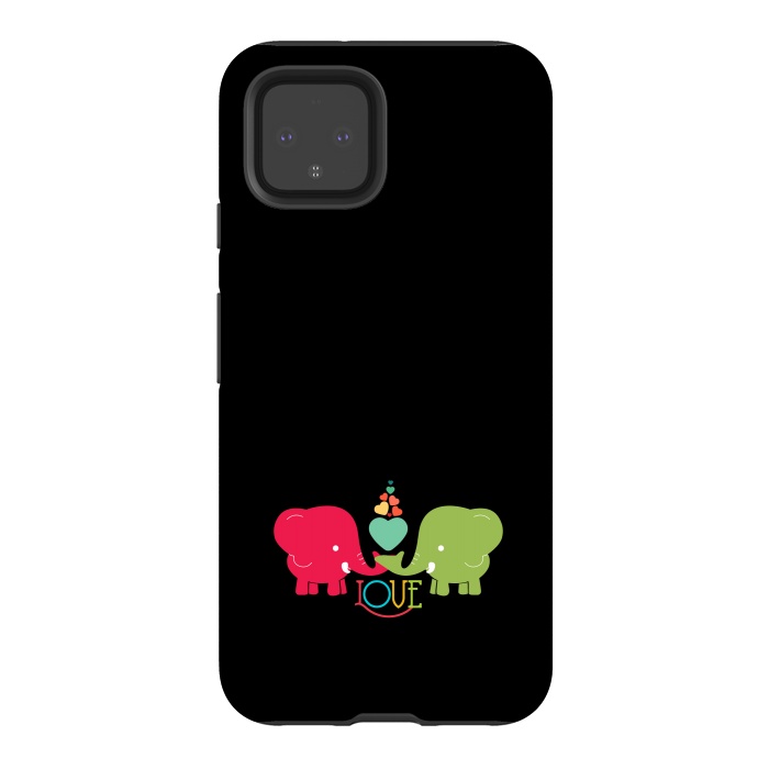 Pixel 4 StrongFit colorful elephants love by TMSarts
