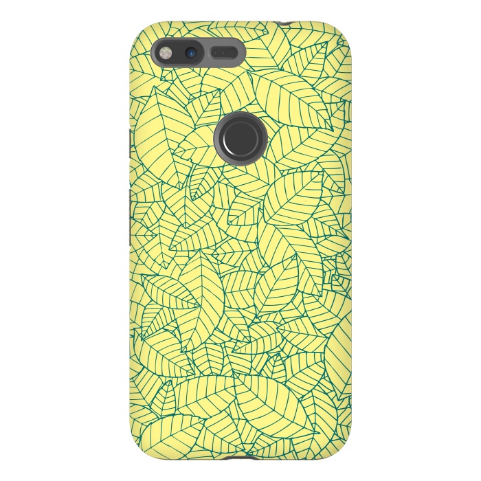 Pixel XL StrongFit Blue Leaves Pattern by Mangulica