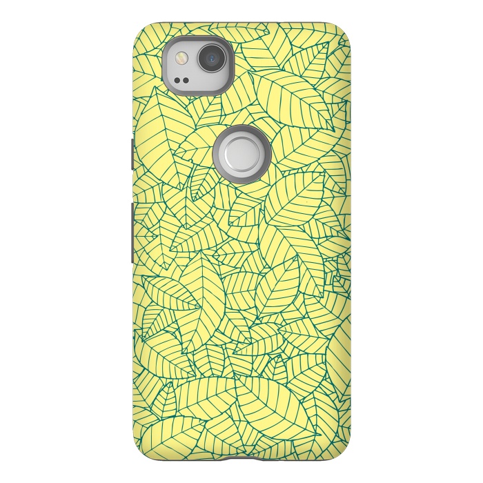 Pixel 2 StrongFit Blue Leaves Pattern by Mangulica