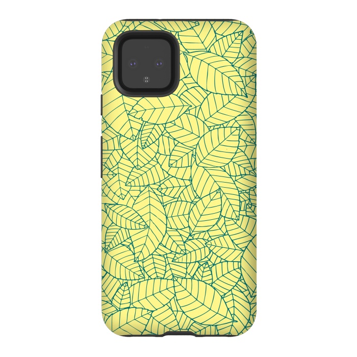 Pixel 4 StrongFit Blue Leaves Pattern by Mangulica