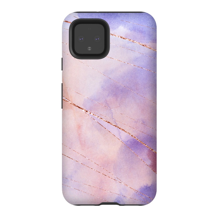 Pixel 4 StrongFit Purple and Pink Watercolor Marble with rosegold veins by  Utart