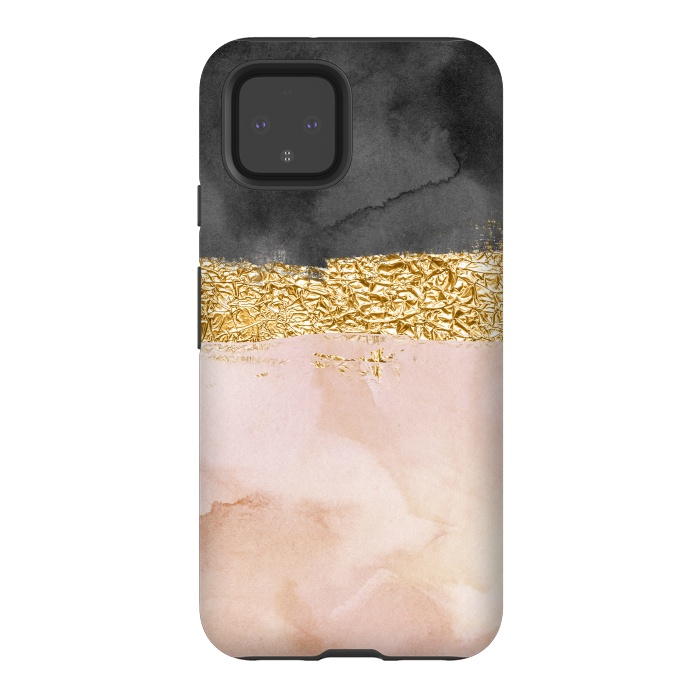 Pixel 4 StrongFit Black and Blush ink with gold glitter metal foil by  Utart