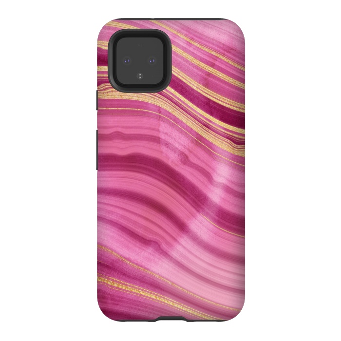Pixel 4 StrongFit Pink and Gold Mermaid Glitter Marble Waves by  Utart