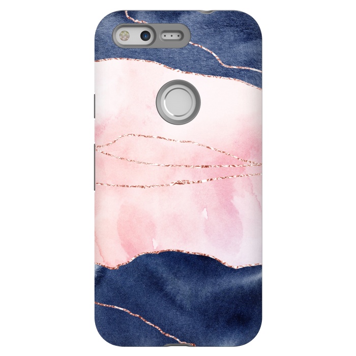 Pixel StrongFit Blue and pink ink marble with rosegold glitter veins by  Utart
