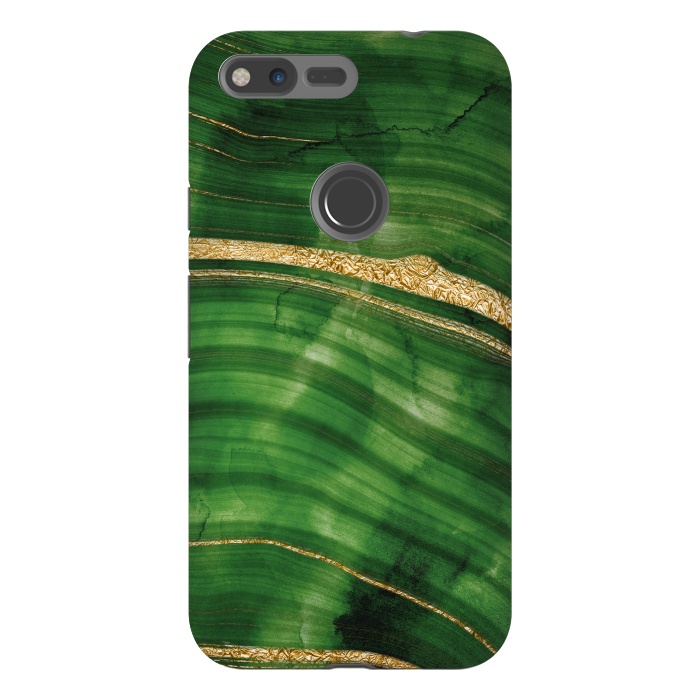 Pixel XL StrongFit Malachite Green Marble with Gold veins by  Utart