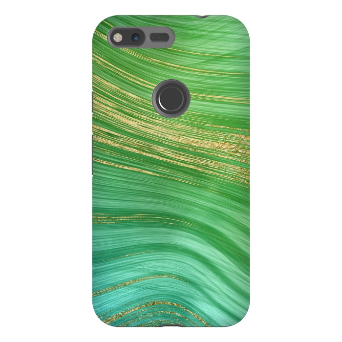 Pixel XL StrongFit Gold and green turquoise mermaid ocean marble  by  Utart