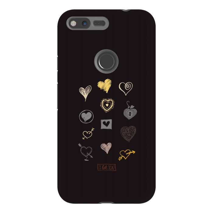 Pixel XL StrongFit valentine doodle hearts by TMSarts
