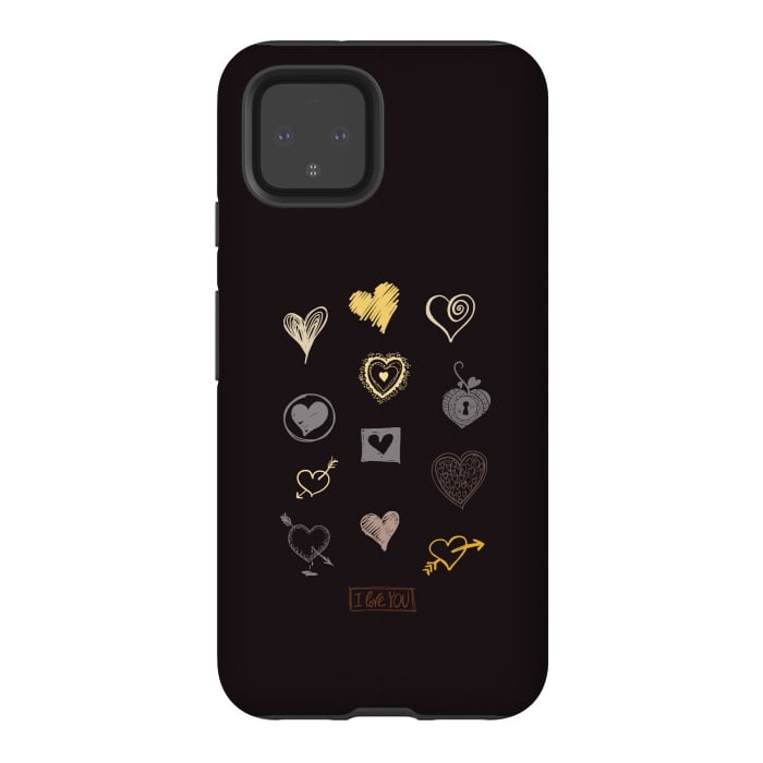Pixel 4 StrongFit valentine doodle hearts by TMSarts