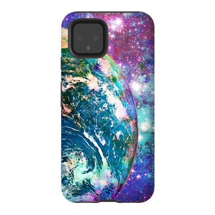 Pixel 4 StrongFit Colorful psychedelic Earth in space by Oana 