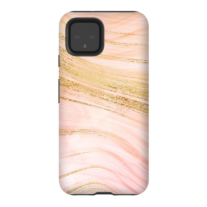 Pixel 4 StrongFit Pink Mermaid Lush Marble with Faux Gold Veins by  Utart