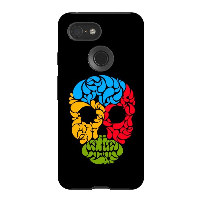 Pixel 3 StrongFit floral skull art by TMSarts