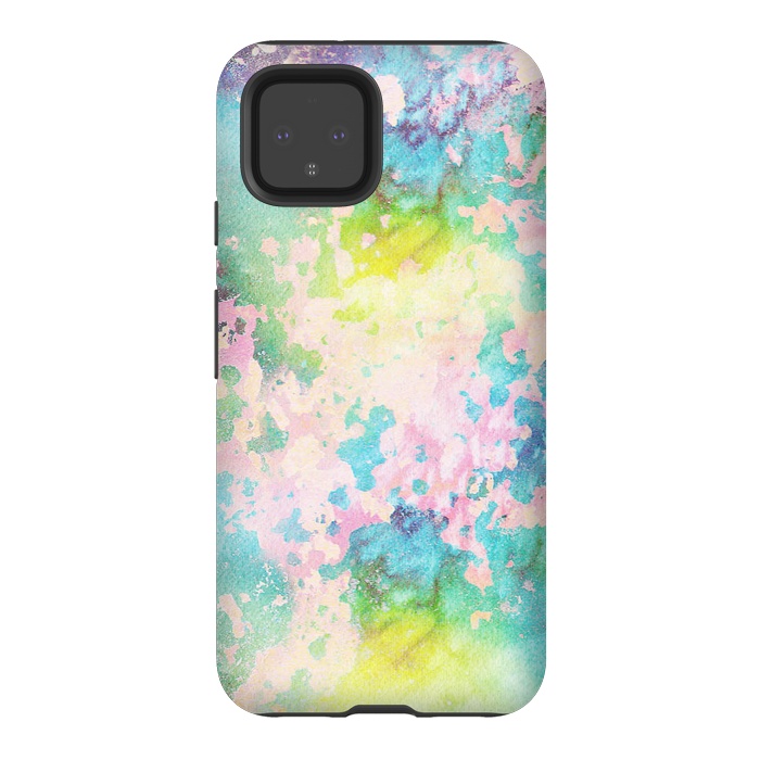 Pixel 4 StrongFit Colorful watercolor painted wall by Oana 