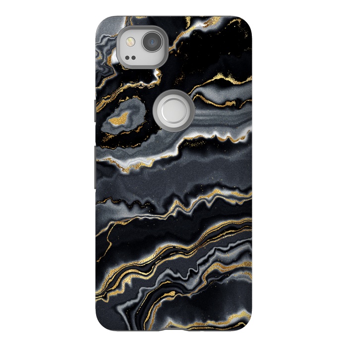 Pixel 2 StrongFit Faux Gold Black Gray Trendy Agate by  Utart