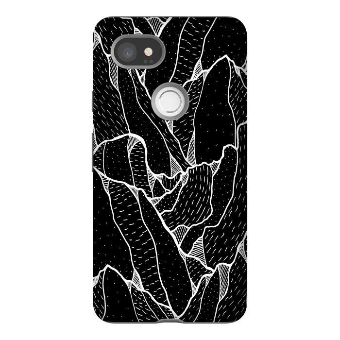 Pixel 2XL StrongFit Black and white pattern hills by Steve Wade (Swade)