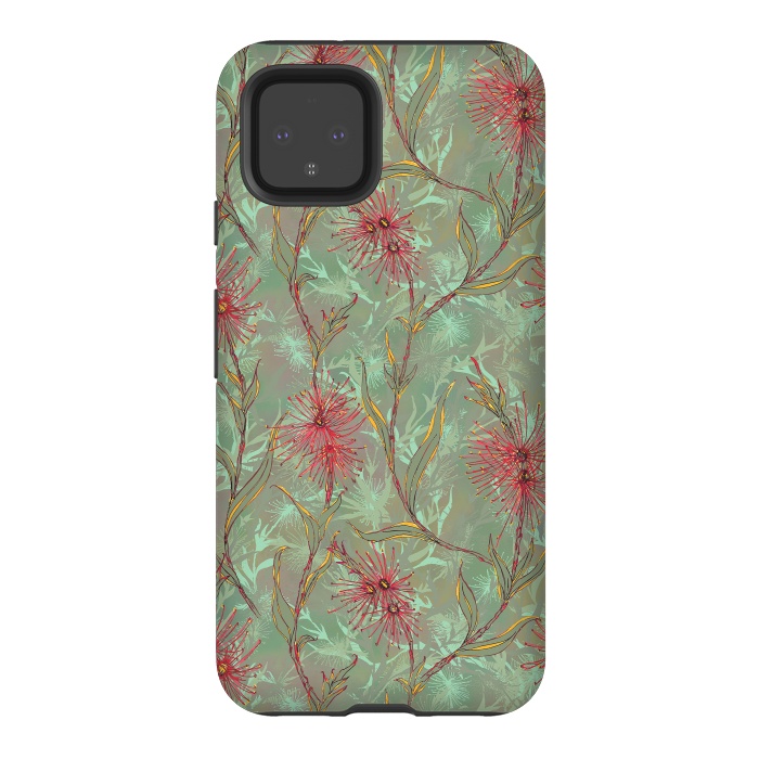 Pixel 4 StrongFit Red Gum Flower by Lotti Brown