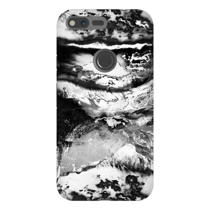Pixel XL StrongFit Black and white mountain landscape at dawn  by Oana 